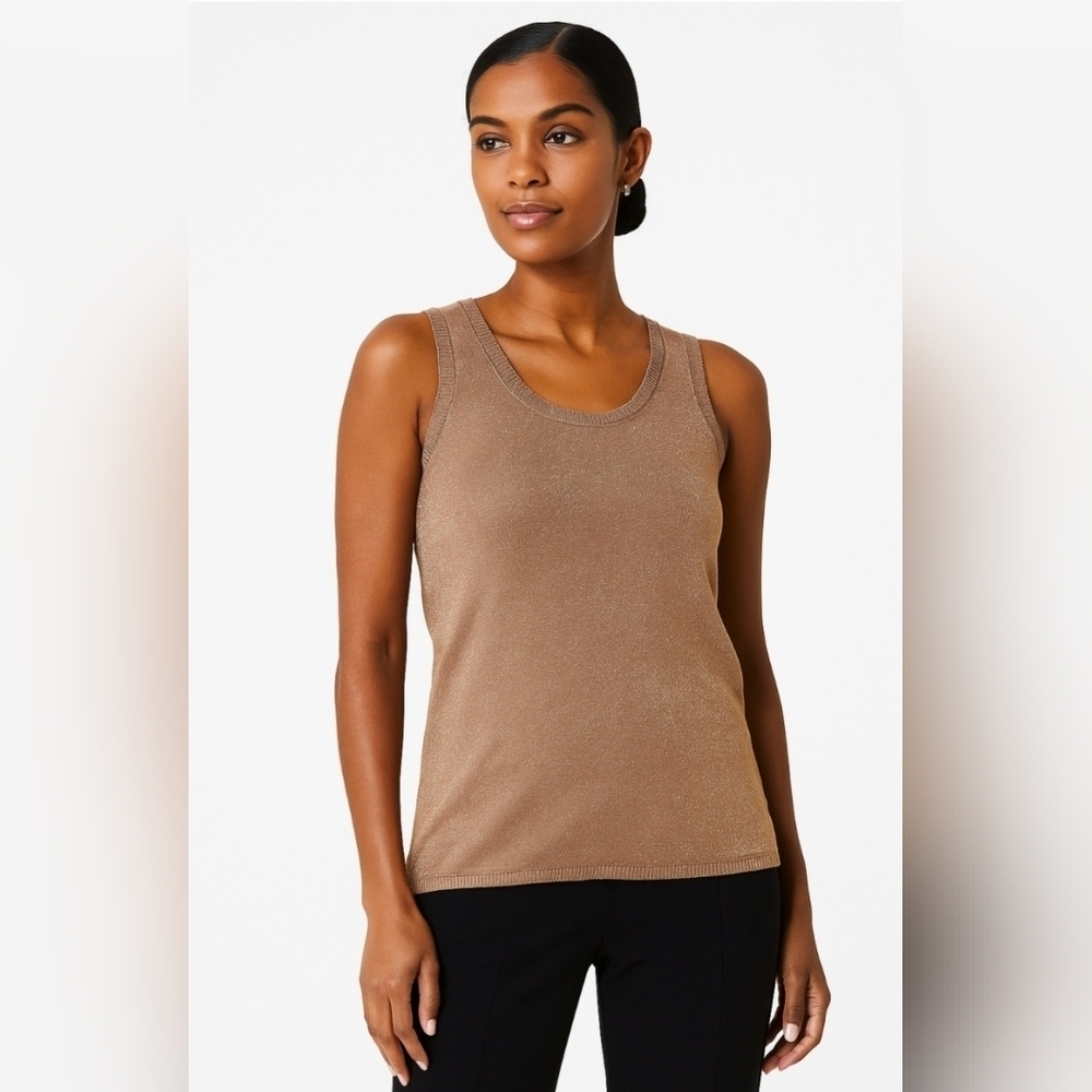 Draper's & Damon's Metallic Gold Sweater Tunic Tank Size Small Petite NEW